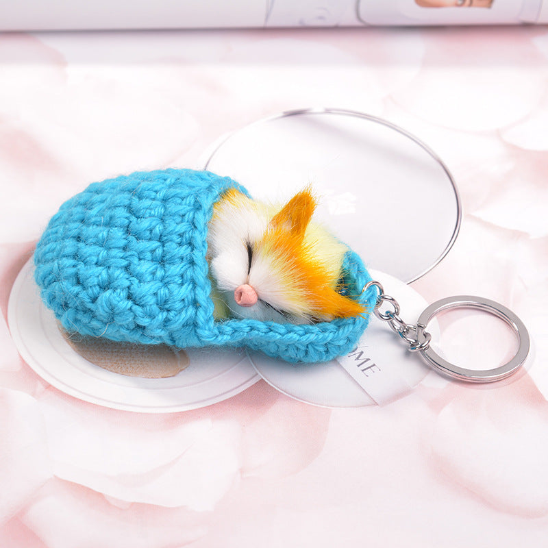 Wholesale Sleep Mouse Hair Ball Pendant Plush Keychains